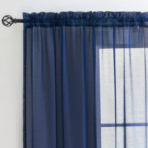 Miniatura 84 de Cortinas para ventana cortinas blancas traslúcidas de 90 pulgadas de largo, 2 paneles de cortinas de tul, paneles de ventana para cortinas de Blanco