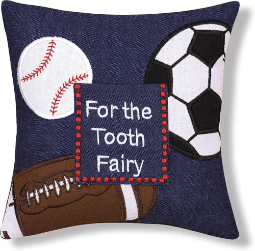 C&F Home Mini almohada bordada con bolsillo para niños y niñas, diseño de hadas de dientes, pequeña almohada decorativa de 6 x 6 pulgadas para