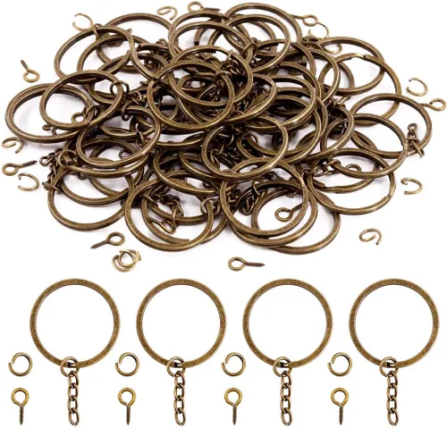 Miniatura 13 de Swpeet Juego de 450 llaveros planos negros de 4/5 pulgadas de 0.787 in, incluye 150 llaveros divididos con cadena y 150 anillos de salto con 150