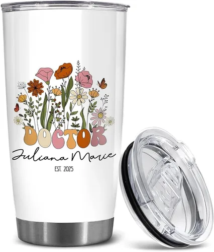 Miniatura 17 de BECHUSKY Regalo de graduación de doctorado personalizado, taza de doctorado con nombre personalizado, vaso de doctorado para hombres y mujeres