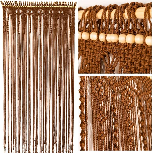 Cortinas y cortinas colgantes de macramé, cortinas largas para sala de estar, cortina con borlas para puerta, cortina de cuentas para puertas,