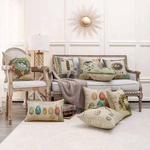 Miniatura 3 de CC1892 - Funda de almohada con diseño de nido de pájaros, 18 x 18 pulgadas, decoración de primavera de Pascua