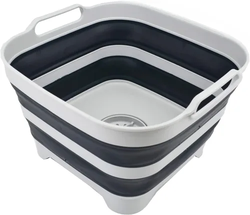 Miniatura 12 de SAMMART Sartén plegable de 10 L (2.64 galones) con tapón de drenaje, lavabo de lavado plegable, tina portátil para lavar platos, bandeja