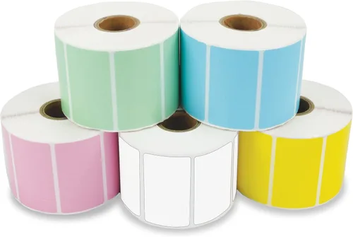 Spartan Industrial - Etiquetas térmicas directas de 5 colores de 2.25 x 1.25 pulgadas (5000 unidades, 5 rollos) adhesivos de dirección de código de