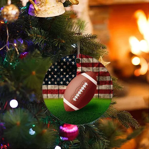 Miniatura 3 de Adorno de Navidad de cerámica con diseño de bandera de Estados Unidos con dos caras, novedad para familiares, amigos, niños, amantes del fútbol