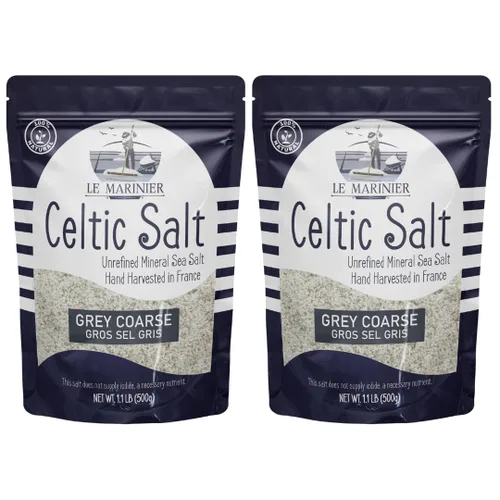 Miniatura 11 de Le Marinier Sal celta orgánica fina molida, 8 onzas, rica en minerales, 100% natural y sin refinar. Salero rellenable. Sal marina francesa