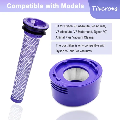 Miniatura 2 de Paquete de 10 filtros de vacío de repuesto compatibles con aspiradoras inalámbricas Dyson V7, V8, 5 prefiltros, 5 filtros posteriores