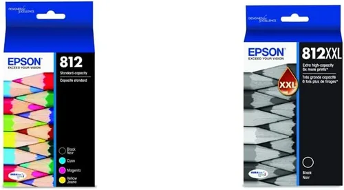 Epson T812 DURABrite Ultra Ink Cartucho negro de capacidad extra alta (T812XXL120-S) y T812 DURABrite Ultra - Tinta de capacidad estándar Negro y