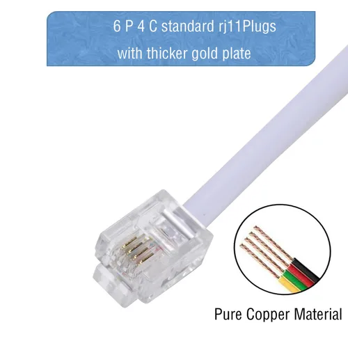 Miniatura 6 de LanSenSu Divisor de línea telefónica, divisor de teléfono, con enchufes RJ11 6P4C, adecuado para teléfono, máquina de fax, blanco, paquete de 1