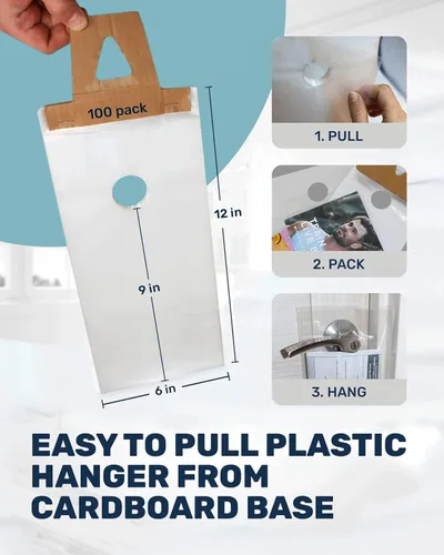 Miniatura 2 de TidyFriend Bolsas para colgar puertas de 6 x 12 pulgadas (paquete de 300), bolsas transparentes para colgar puertas que protegen volantes, folletos