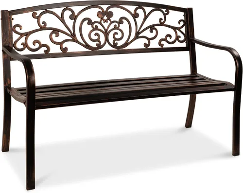 Miniatura 19 de Mejor Elección Productos 50 in patio parque banco de jardín patio marco de acero inoxidable muebles al aire porche silla, L, Negro