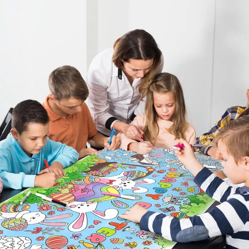 Miniatura 4 de Gatherfun Póster de Actividades para Fiesta de Pascua - 31.5 x 72 Pulgadas, Fiesta de Pascua Feliz, Pancarta de Papel Versátil