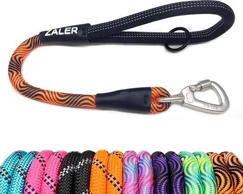 Miniatura 9 de ZALER Correa Corta para Perro, Correas de Tráfico de Cuerda de 26 Pulgadas para Perros, Correa Reflectante para Perro con Anillo en O, Correa Negro