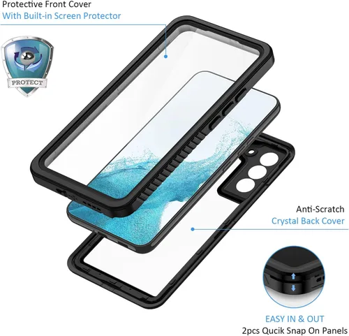 Miniatura 4 de Lanhiem Funda para Samsung Galaxy S22, IP68 impermeable a prueba de polvo con protector de pantalla integrado, funda protectora de cuerpo completo