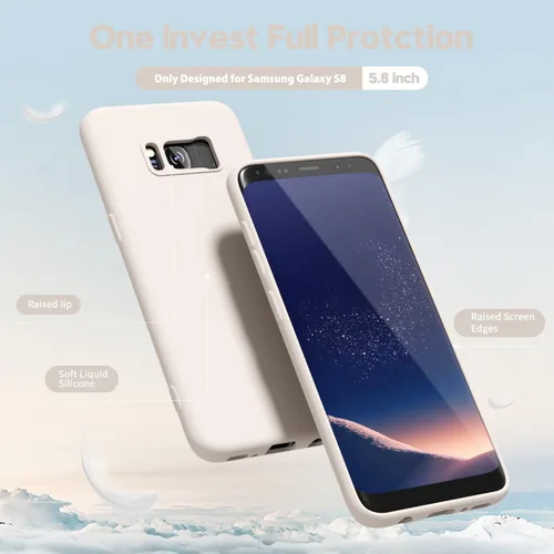 Miniatura 4 de oakxco Funda para teléfono Samsung Galaxy S8 de silicona líquida, delgada y fina de gel de goma suave TPU cubierta protectora simple llana