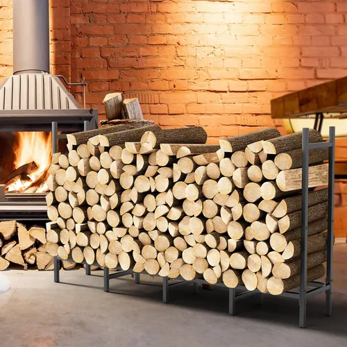 Miniatura 7 de Soporte de leña para interiores y exteriores de 5.3 pies para almacenamiento de leña para chimenea, soporte ajustable para apilar troncos de fuego