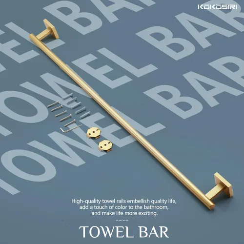 Miniatura 8 de Toallero de baño KOKOSIRI de 32" para cocina y baño, barras de toalla de 32 pulgadas, acero inoxidable cepillado dorado B4005BG-L32 Oro cepillado
