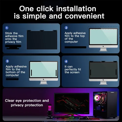Miniatura 7 de Pantalla de privacidad magnética colgante de 21.5 pulgadas para monitor de pantalla ancha de 16:9, pantalla de privacidad extraíble, antirreflejos