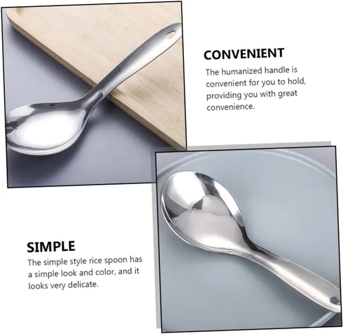 Miniatura 5 de HOMSFOU Cuchara de arroz de 4 piezas Arroz coreano Arroz asiático Utensilios coreanos Cuchara de sopa asiática Cuchara de servir Cuchara asiática