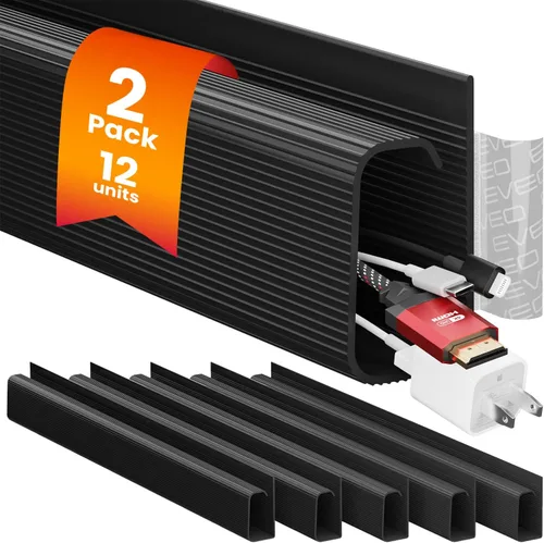 Miniatura 11 de EVEO Kit de gestión de cables debajo del escritorio (6 unidades) - Ocultador de cables para gestión de cables debajo del escritorio, ocultador