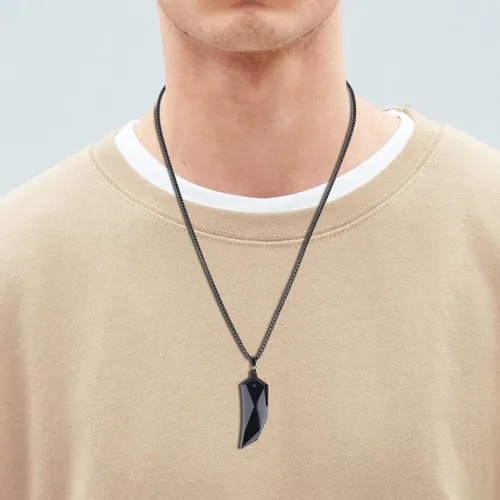 Miniatura 2 de COAI Collar con colgante de amuleto de obsidiana con diente de lobo
