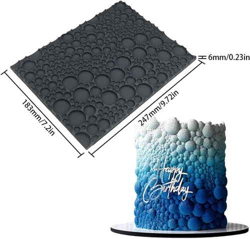 Miniatura 2 de mostsom Molde de silicona para pastel de encaje para fondant y chocolate, decoración de burbujas redondas en relieve, herramientas de horneado