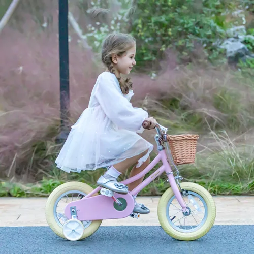 Miniatura 5 de Petimini Bicicleta para niñas con cesta para niños de 2 a 12 años, 12, 14, 16, 18, 20 pulgadas, con campana y ruedas de entrenamiento, varios