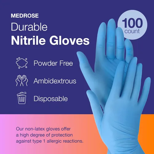 Miniatura 2 de MedRose - Guantes pequeños de nitrilo – 100 guantes desechables sin látex – sin polvo, guantes sin látex, guantes para examen médico