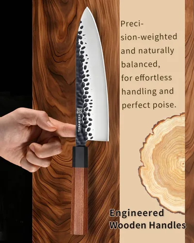 Miniatura 4 de Cuchillo de chef japonés KEEMAKE Gyuto - Cuchillo de cocina profesional de 8 pulgadas con hoja de acero de alto carbono 440C, cuchillos de corte