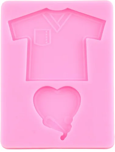 Miniatura 9 de Molde para llavero de silicona para camisa de enfermera, estetoscopio de corazón, molde de fundición con tema de médico, moldes de resina