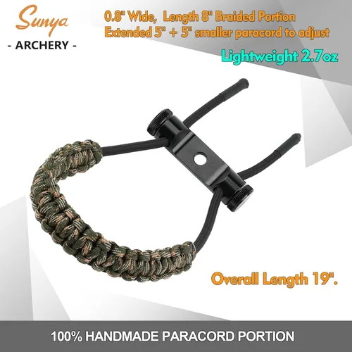 Miniatura 4 de SUNYA Archery Bow Wrist Sling, 550 Paracord Strap with Stretch Lanyard. Fit Compound Bow Stabilizers Montaje de aluminio-Camo