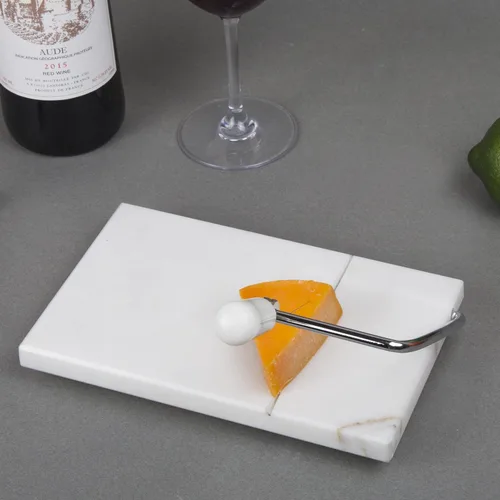 Miniatura 7 de Creative Home Cortador de mantequilla de queso de mármol champán natural, 5 pulgadas de largo x 8 pulgadas de ancho, beige