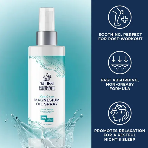Miniatura 2 de Natural Elephant Spray de aceite de magnesio del Mar Muerto para uso tópico 100% puro 6.7 onzas líquidas (paquete de 2) Promueve la relajación