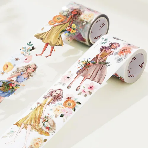 Miniatura 2 de WT Cinta Washi Carefree, Diseños Originales, Figuras de Personajes Niñas Decorativas, Manualidades, Suministros para Planificador Bujo, Cinta