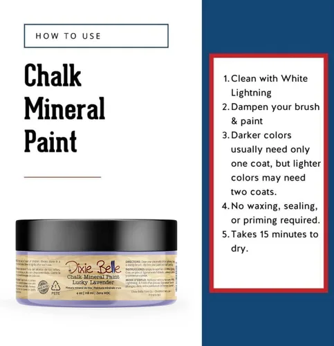 Miniatura 3 de Dixie Belle Paint Company - Pintura con acabado de tiza para muebles, color lavanda (Lucky Lavender), 4 fl oz, pintura mineral de tiza color morado
