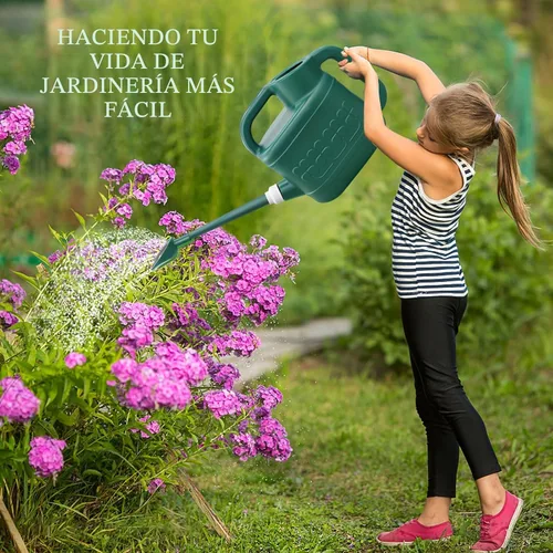 Miniatura 7 de Regadera de 2 galones, regadera de jardín al aire libre, lata de agua para plantas con boquilla larga extraíble y cabezal de rociador de acero Verde
