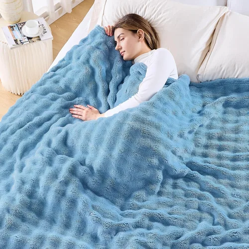 Miniatura 15 de NEWCOSPLAY Manta para Sofá Aqua Súper Suave de Franela Polar 3D Burbuja Ligera Manta de Cama para Uso en Todas las Estaciones (Aqua, Throw(50"x60"))