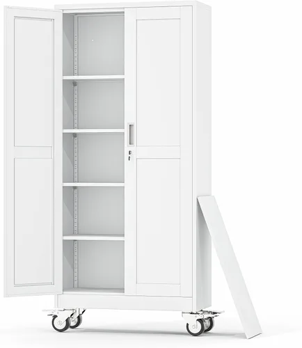 Miniatura 14 de Gabinete de Almacenamiento de Metal Negro, Gabinete de Almacenamiento Alto de 36" con Cerradura y 2 Estantes Ajustables, Organizador de Casillero