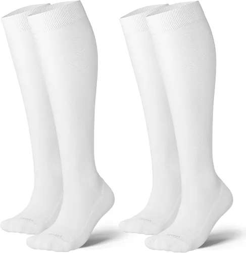 Miniatura 17 de LEVSOX Calcetines de compresión de algodón grueso para mujeres y hombres, 20-30 mmHg, de altura hasta la rodilla, lindos calcetines de soporte
