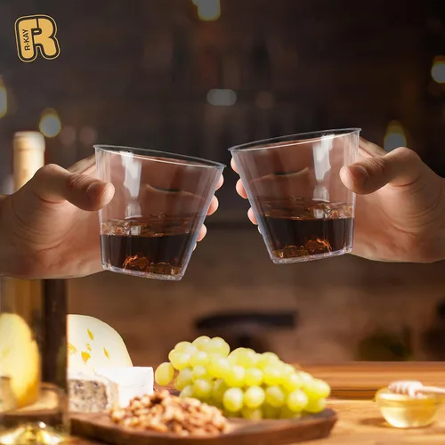 Miniatura 4 de R-kay Vasos de plástico transparente de 9 onzas para fiestas, paquete de 100 vasos transparentes, vasos desechables resistentes, copas de vino