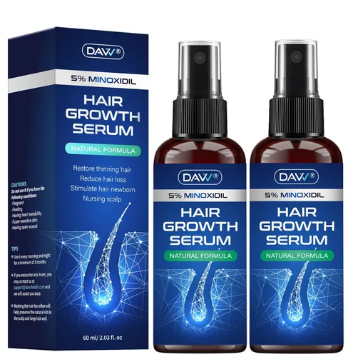 5% de minoxidil para mujeres y hombres: paquete de 2 productos de crecimiento del cabello de minoxidil - Minoxidil para hombres - suero de biotina -