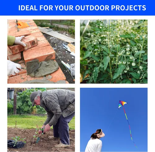 Miniatura 5 de Simxkai Línea de nailon de 4 hebras de 830 pies de longitud, línea de cometa fuerte y duradera, cuerda Mason, herramientas de jardinería perfectas