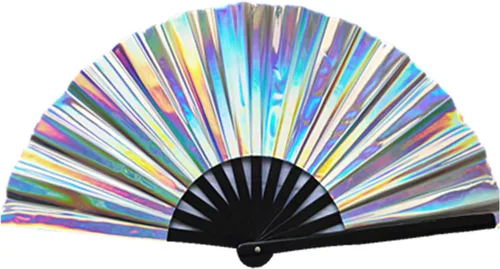 Miniatura 17 de Abanico plegable grande para rave, ventilador chino de Kung Fu Tai Chi para hombres y mujeres, festivales de boda, decoración de fiesta de Negro
