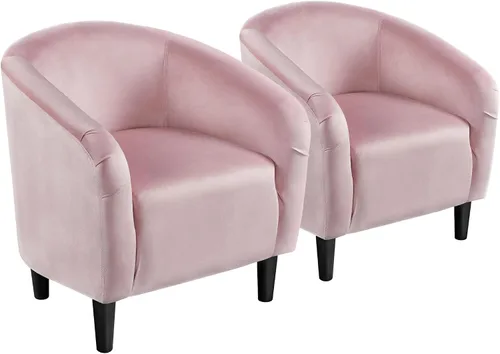 Miniatura 10 de Yaheetech Juego de 2 sillones, silla de club de tela de bouclé, silla elegante de sherpa con asiento suave y acolchado para sala de estar, Negro
