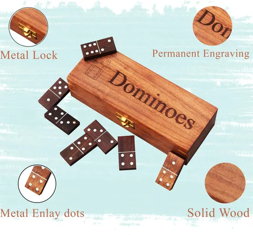 Miniatura 9 de Set de Dominós T one para Adultos con Caja de Madera (28 fichas) Dominós para Niños Juego de Fiesta Familiar Regalo
