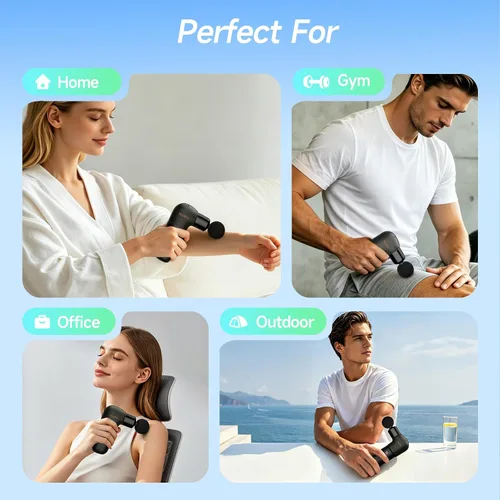 Miniatura 7 de HEYCHY Super Mini Pistola de Masaje, Masajeador de Percusión para Tejidos Profundos, Pistola de Masaje Deportiva Compacta para Viajes, Pistola