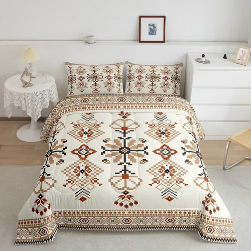 Miniatura 21 de Erosebridal Juego de edredón exótico tamaño individual, ropa de cama tribal, estadounidense, suroeste, étnico, bohemio, abstracto, geométrico, juego