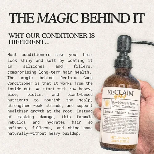 Miniatura 3 de Acondicionador para el crecimiento del cabello con biotina y cafeína, engrosamiento y fortalecimiento natural, sin sulfato, miel cruda sin sulfato