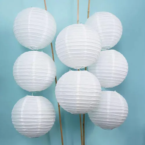 Miniatura 9 de 10 linternas de papel blanco chinas, japonesas, decorativas, redondas, colgantes, de 12 pulgadas, para San Valentín, aniversario, boda, graduación