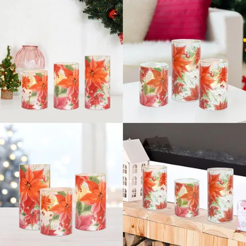 Miniatura 2 de Velas de árbol de Navidad LED sin llama con control remoto y función de temporizador, velas de cera real operadas con pilas para decoración